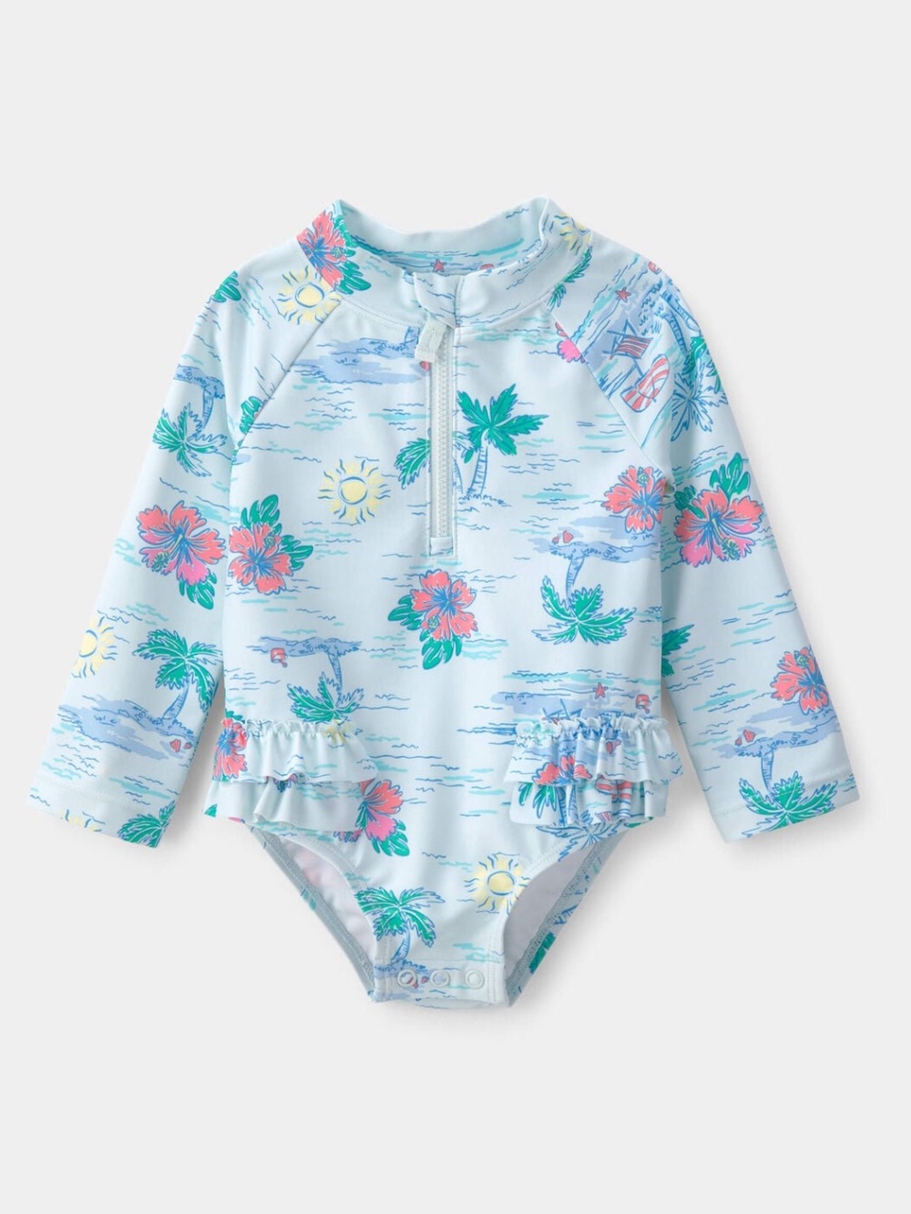 Carter's Baby Girl Tropical Beach Long-Sleeve Rashguard Swimsuit One Piece New - Picture 7 of 8